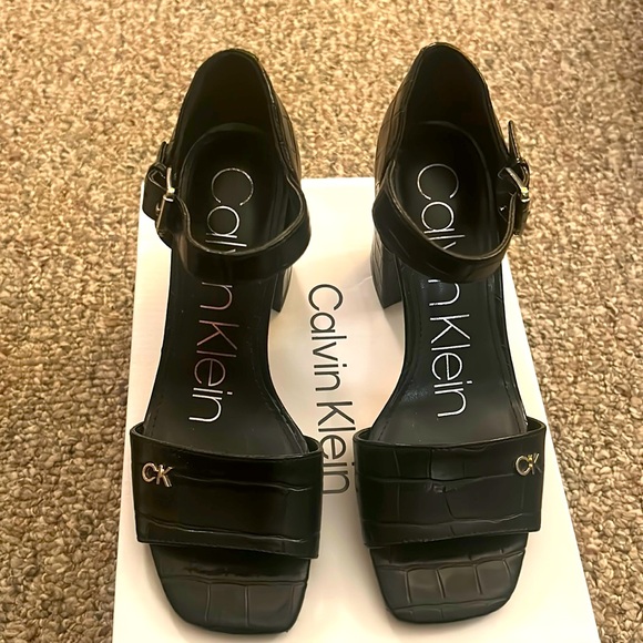 Calvin Klein stacked heel open toe - Picture 1 of 6